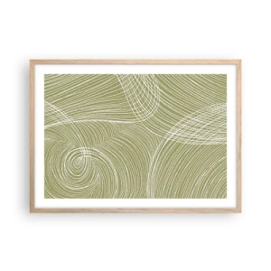 Póster en marco roble claro - Abstracción intrincada en blanco - 70x50 cm