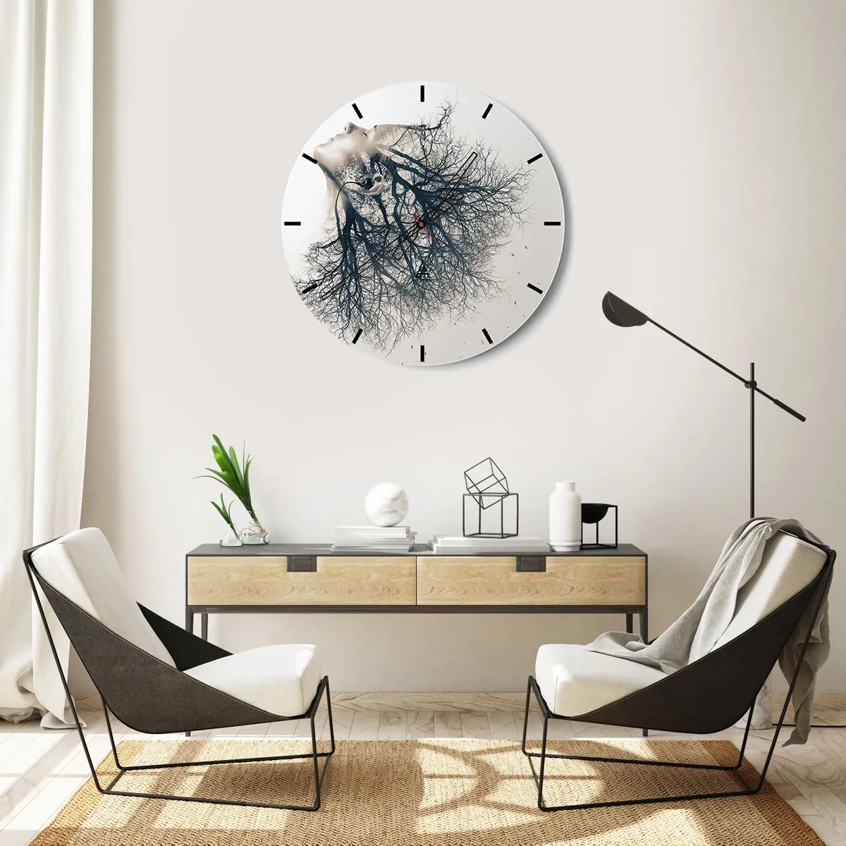 Reloj de pared - Reloj de vidrio - Escuchando el susurro de un árbol - 40x40 cm