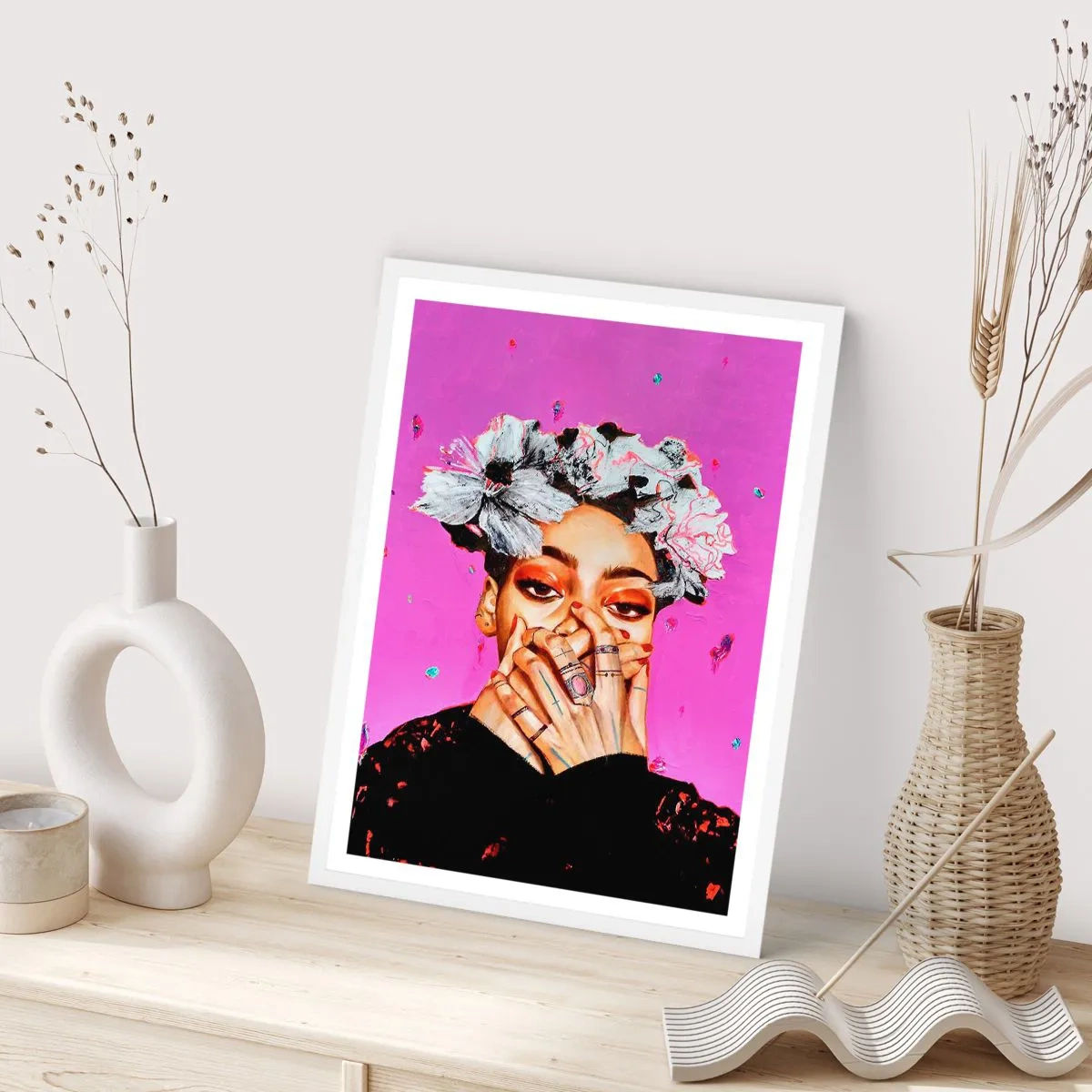 Póster en marco blanco - Un poco alocada - 50x70 cm