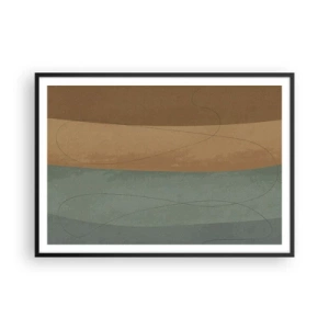 Póster en marco negro - Composición abstracta en tonos tierra naturales. - 100x70cm - Composición horizontal - Decoración de pared moderna para salón y dormitorio ARTTOR