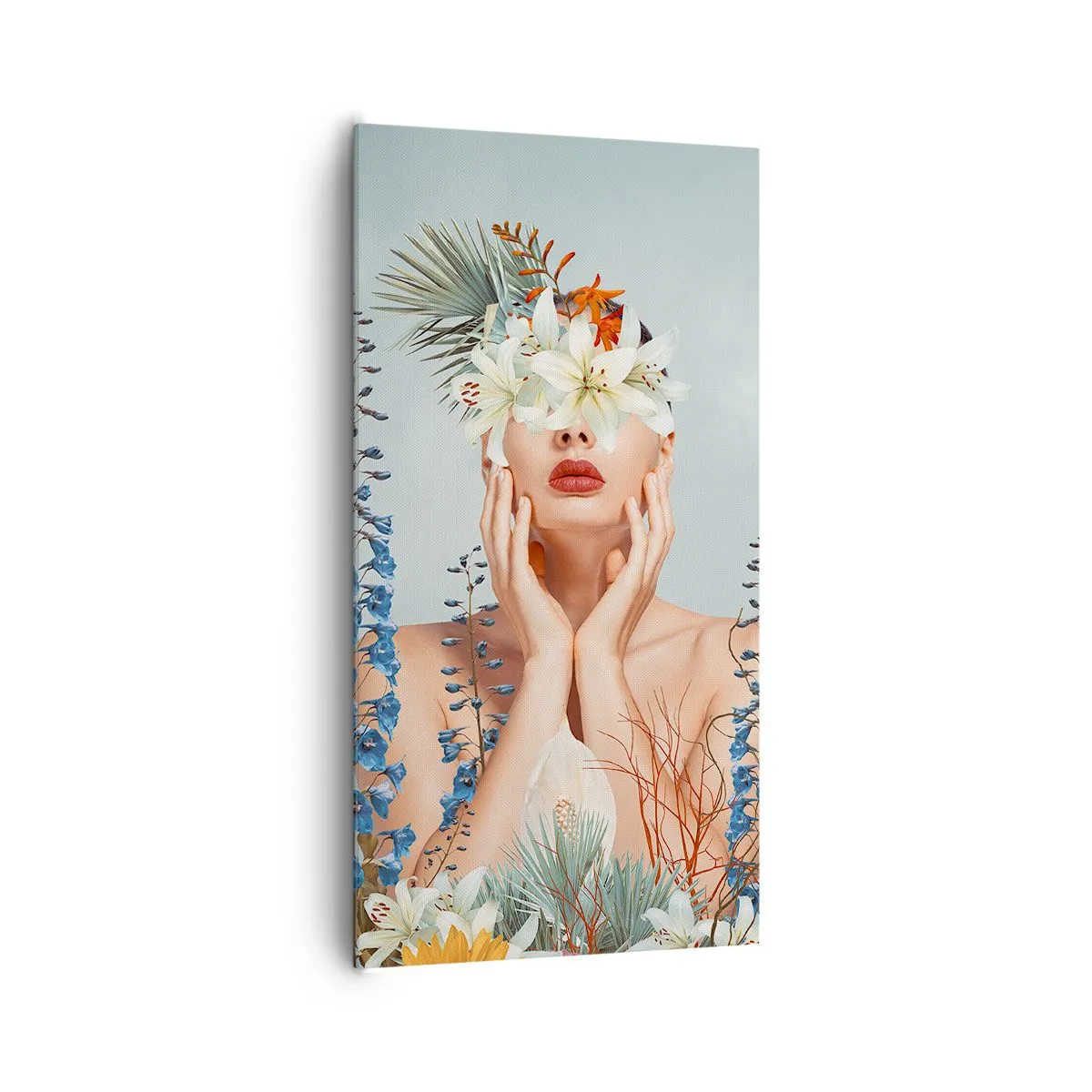 Cuadro sobre lienzo - Impresión de Imagen - Mujer-flor - 65x120 cm