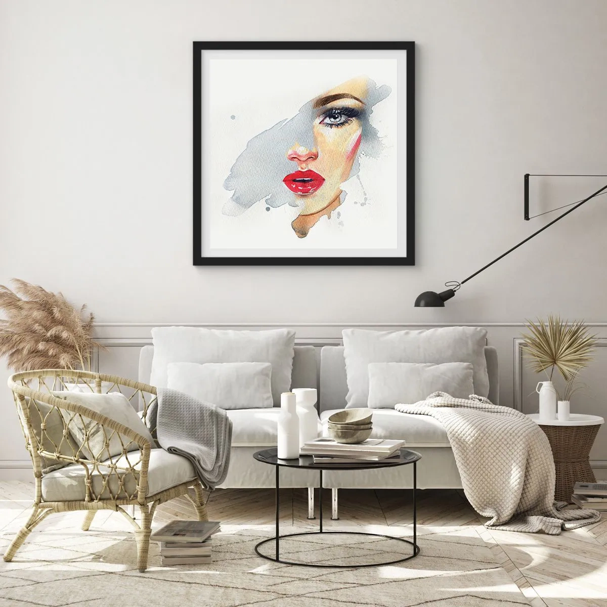 Póster en marco negro - Reflejo en una gota de agua - 60x60 cm