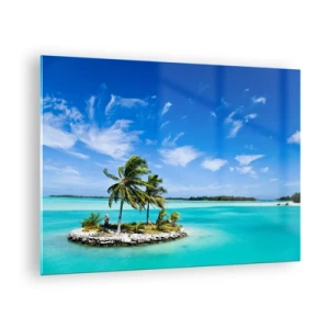 Cuadro sobre vidrio - Impresiones sobre Vidrio - Una isla tropical con el océano turquesa como telón de fondo. - 70x50cm - El paraíso en la Tierra - Decoración de pared moderna para salón y dormitorio ARTTOR