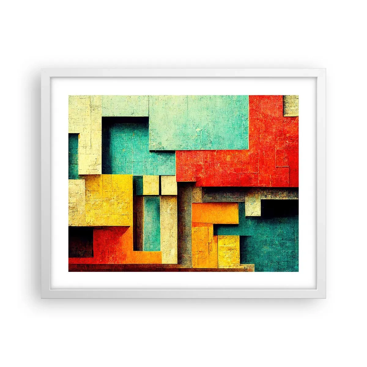 Póster en marco blanco - Festival de ángulos rectos - 50x40 cm