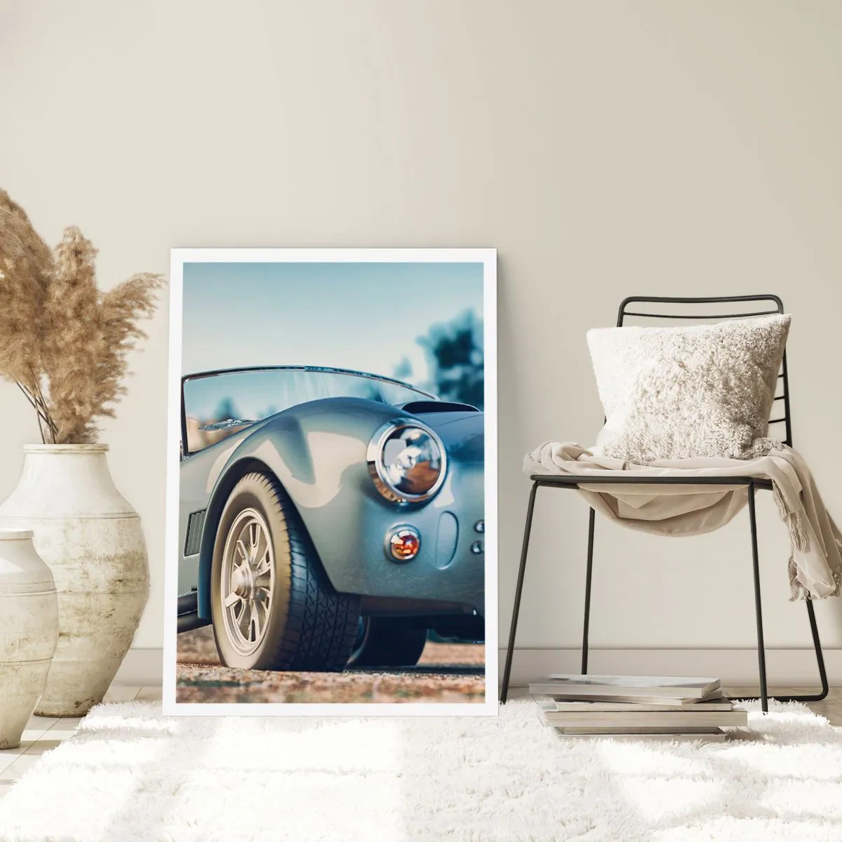 Póster - Un coche retro clásico contra un fondo borroso. - 50x70cm - Porque el estilo importa - Decoración de pared moderna para salón y dormitorio ARTTOR