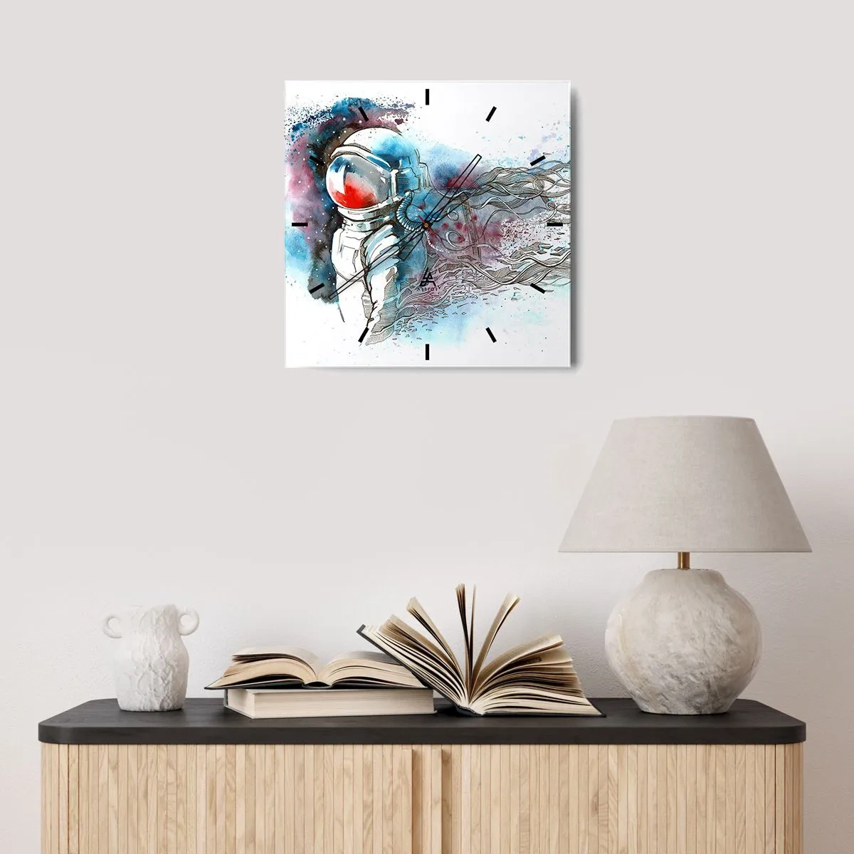 Reloj de pared - Reloj de vidrio - A solas con el cosmos - 40x40 cm