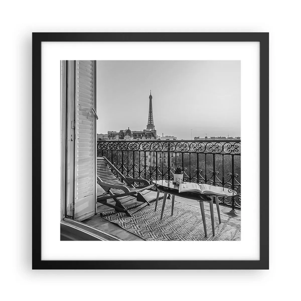 Póster en marco negro - Una tarde parisina - 40x40 cm