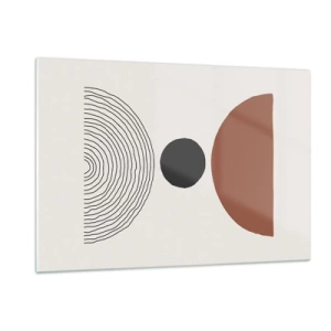 Cuadro sobre vidrio - Impresiones sobre Vidrio - Formas geométricas abstractas sobre un fondo claro - 120x80cm - En el centro de la atención - Decoración de pared moderna para salón y dormitorio ARTTOR