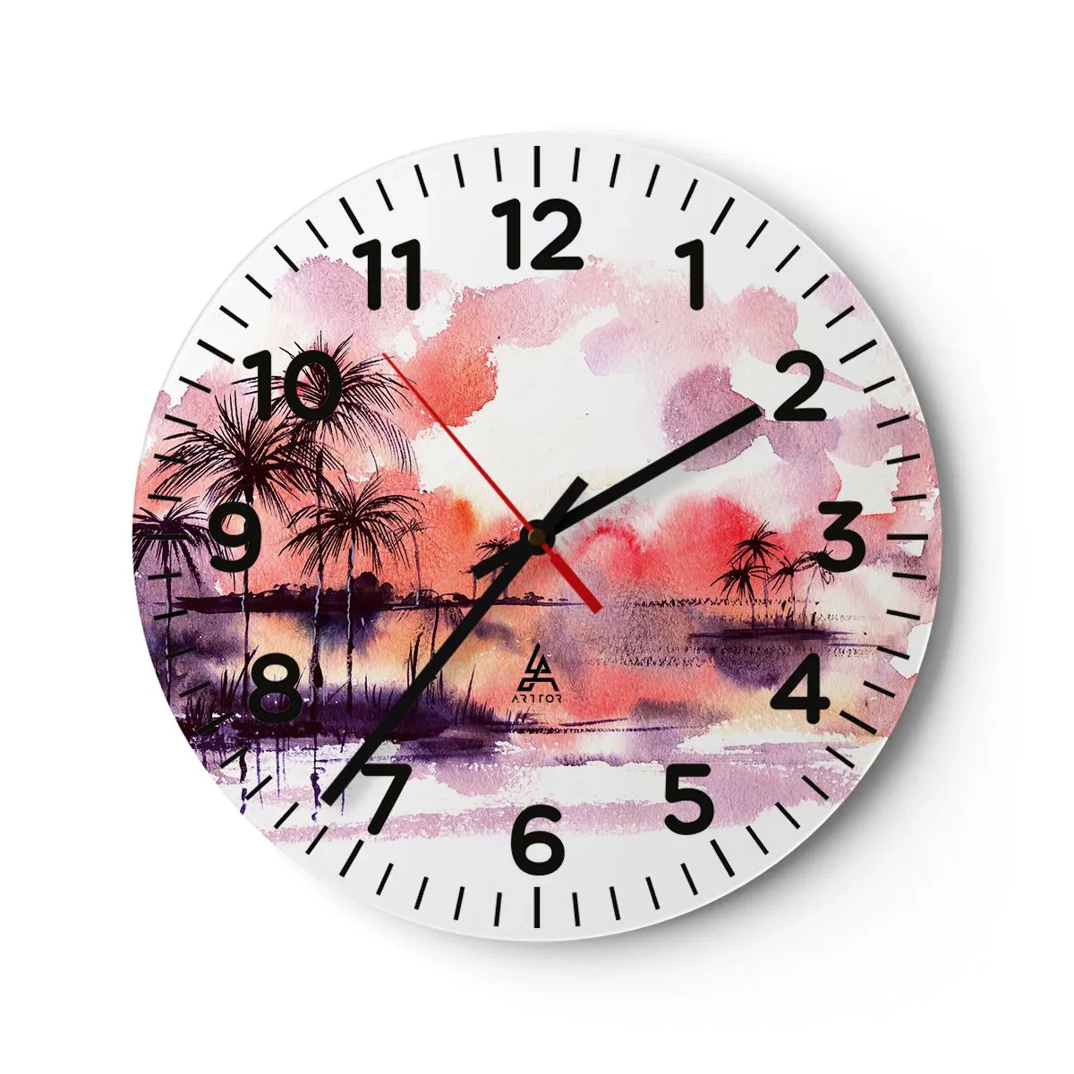 Reloj de pared - Reloj de vidrio - La calma de los trópicos en rojo - 30x30 cm