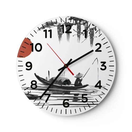 Reloj de pared - Reloj de vidrio - Una tarde asiática - 30x30 cm