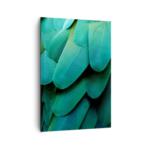Cuadro sobre lienzo - Impresión de Imagen - Detalle de plumas en tonos verdes. - 70x100cm - La precisión de la naturaleza  - Decoración de pared moderna para salón y dormitorio ARTTOR