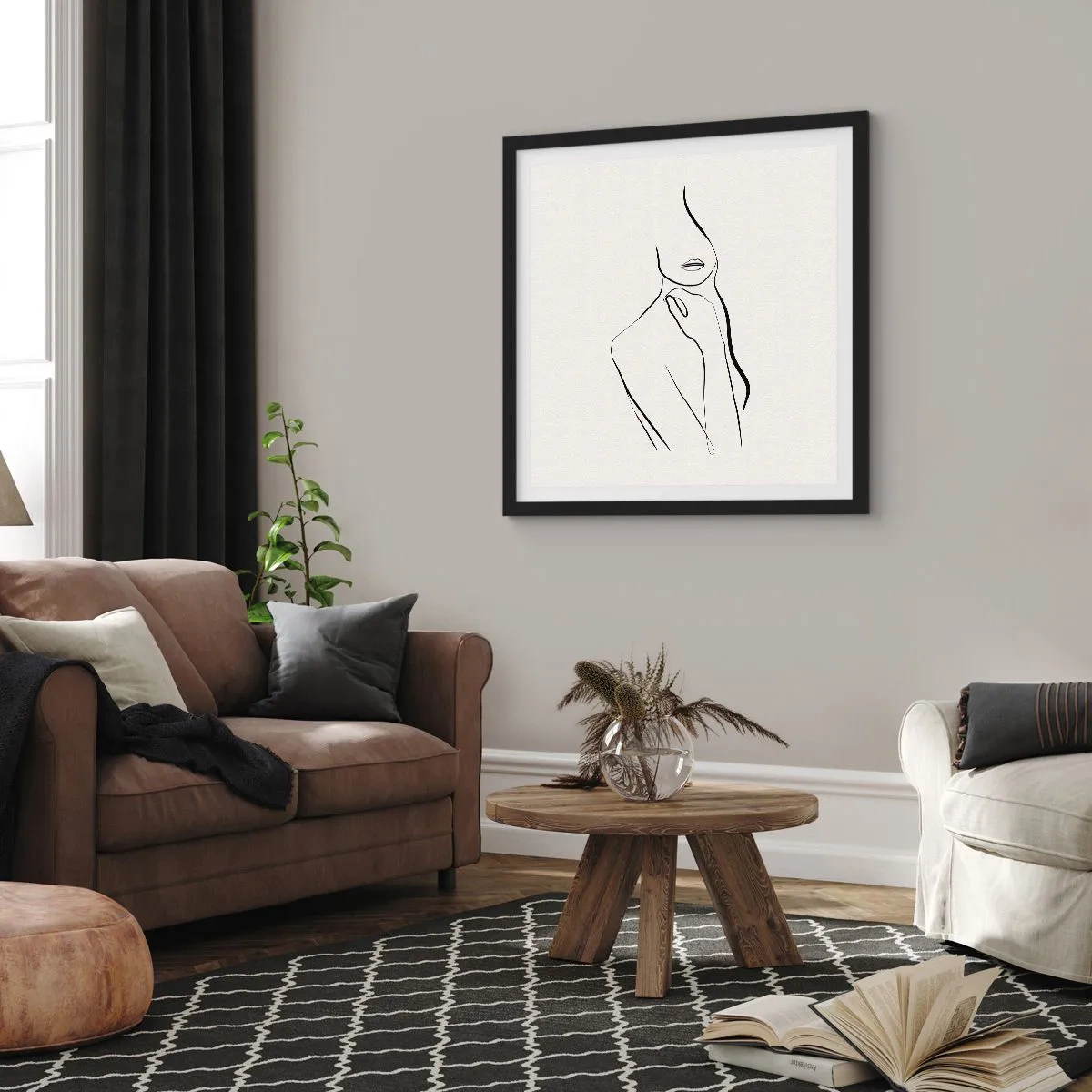 Póster en marco negro - Una ola de melancolía - 50x50 cm