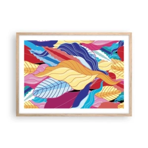 Póster en marco roble claro - Desorden colorido - 70x50 cm
