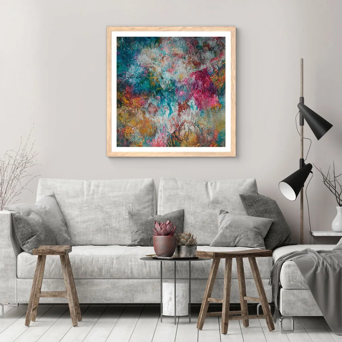 Póster en marco roble claro - En plena floración - 30x30 cm