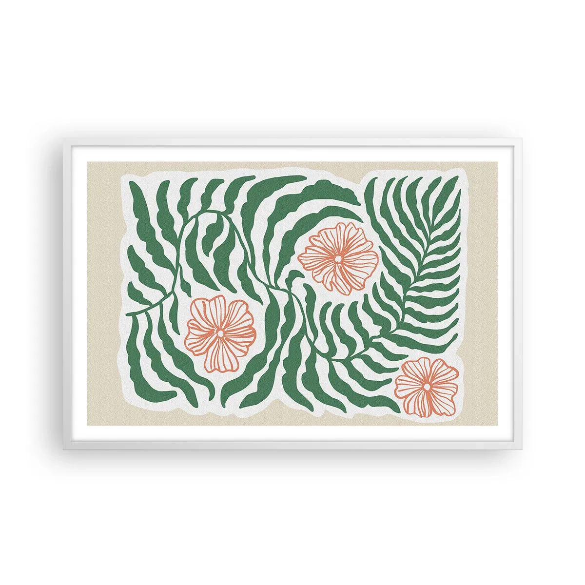 Póster en marco blanco - Florecido en verde - 91x61 cm