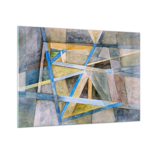 Cuadro sobre vidrio - Impresiones sobre Vidrio - Composición abstracta con formas geométricas - 100x70cm - ¿Recto o inclinado? - Decoración de pared moderna para salón y dormitorio ARTTOR