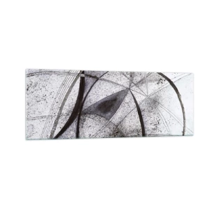 Cuadro sobre vidrio - Impresiones sobre Vidrio - Líneas y formas abstractas en tonos de gris y negro. - 140x50cm - Fantasía futurista - Decoración de pared moderna para salón y dormitorio ARTTOR