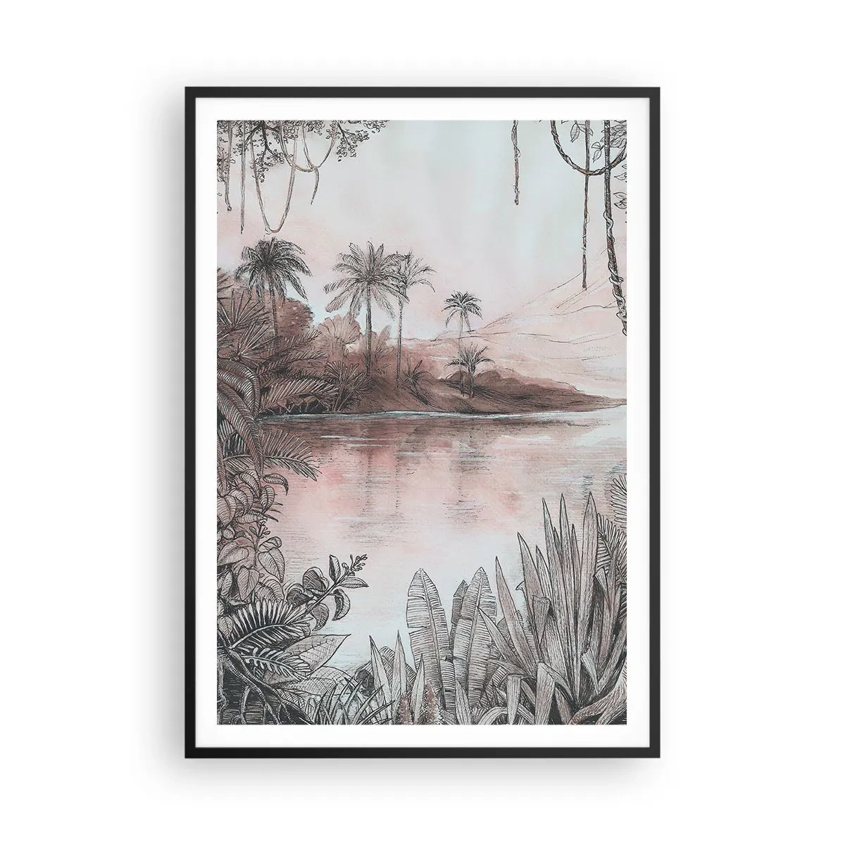 Póster en marco negro - Diario de un explorador del siglo XIX - 70x100 cm