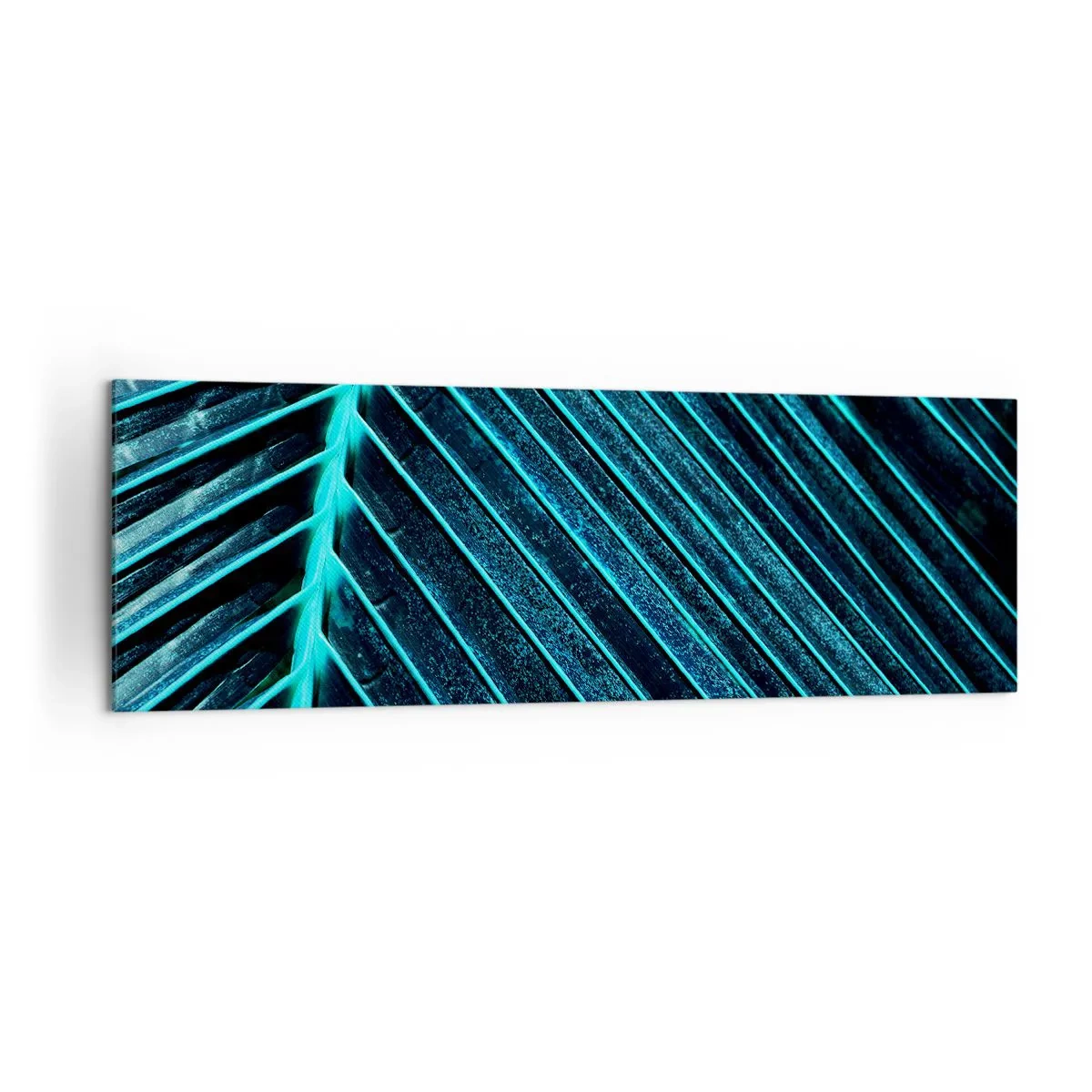 Cuadro sobre lienzo - Impresión de Imagen - Fotografía macro de una hoja en tonos turquesa y azul marino. - 160x50cm - La textura del verde - Decoración de pared moderna para salón y dormitorio ARTTOR