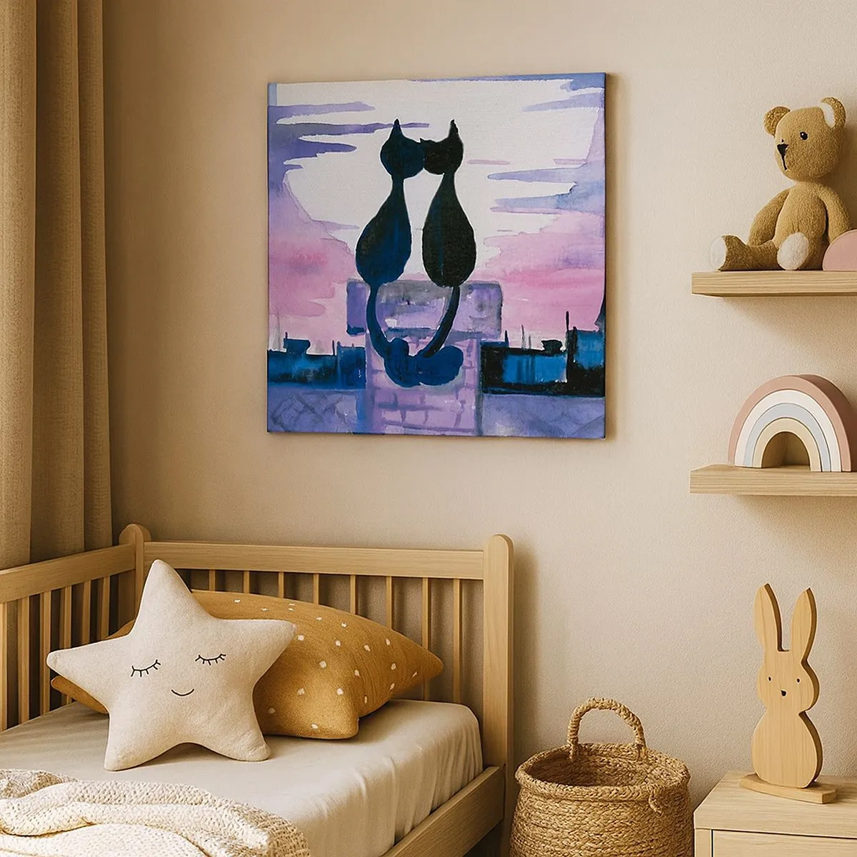 Cuadro sobre lienzo - Impresión de Imagen - Cita bajo la luna - 30x30 cm