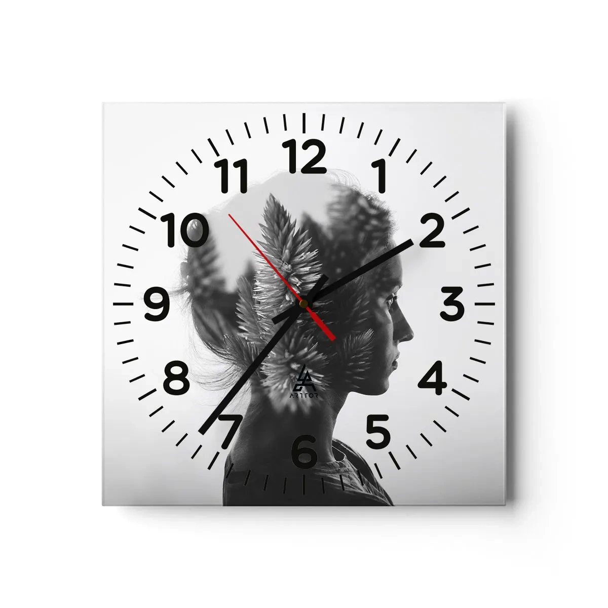 Reloj de pared - Reloj de vidrio - La dama del bosque de pinos - 30x30 cm