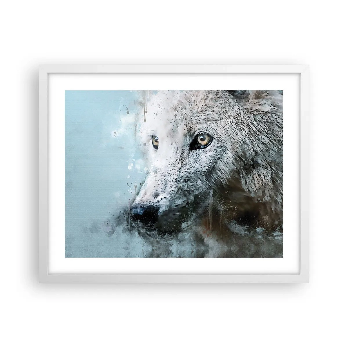 Póster en marco blanco - Conoce el alma del lobo - 50x40 cm