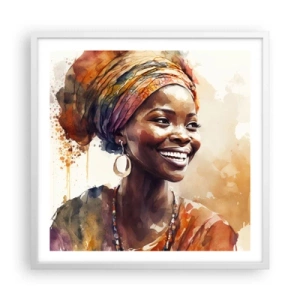 Póster en marco blanco - Reina africana - 60x60 cm