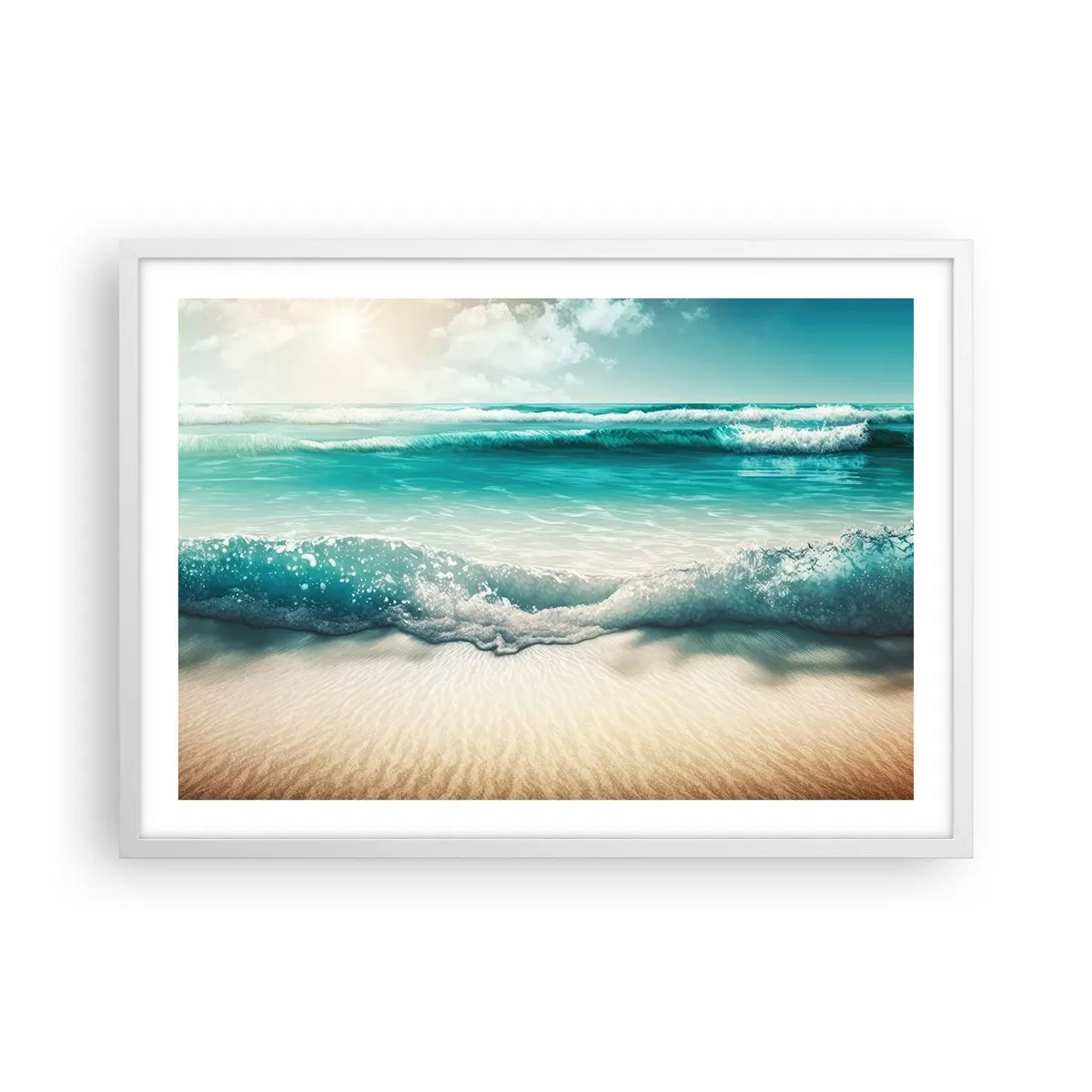 Póster en marco blanco - Calma oceánica - 70x50 cm
