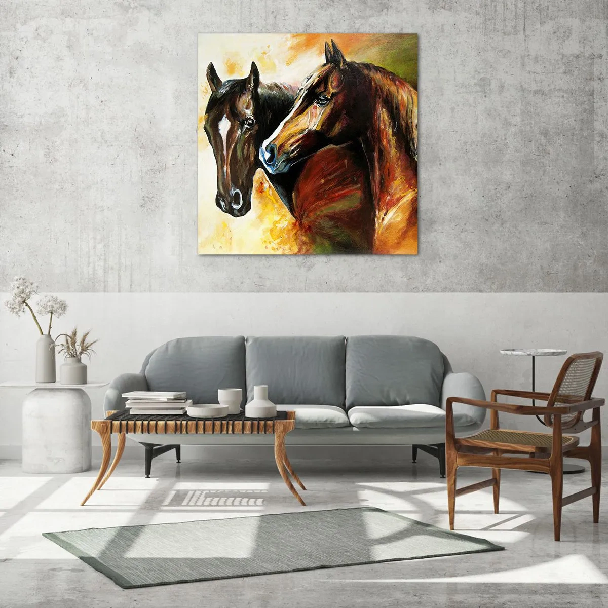 Cuadro sobre vidrio - Impresiones sobre Vidrio - El doble de encanto - 60x60 cm