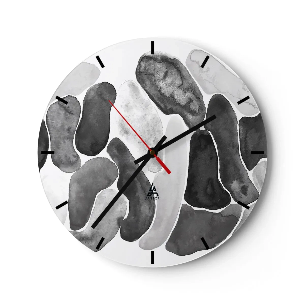 Reloj de pared - Reloj de vidrio - Abstracción pétrea - 40x40 cm