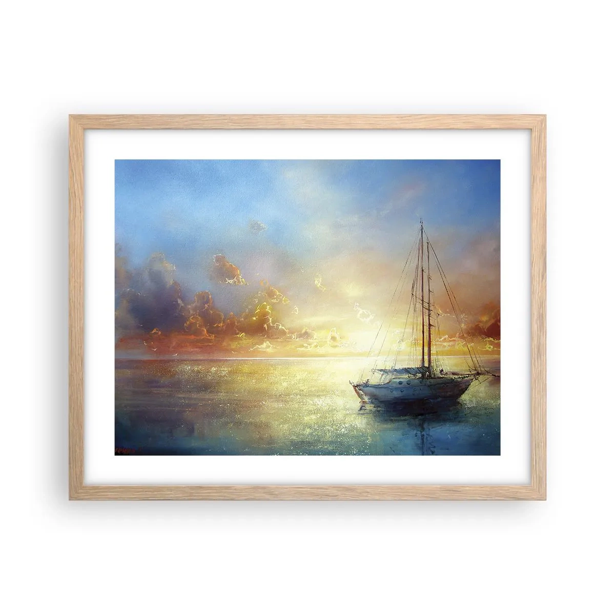 Póster en marco roble claro - En una bahía dorada - 50x40 cm