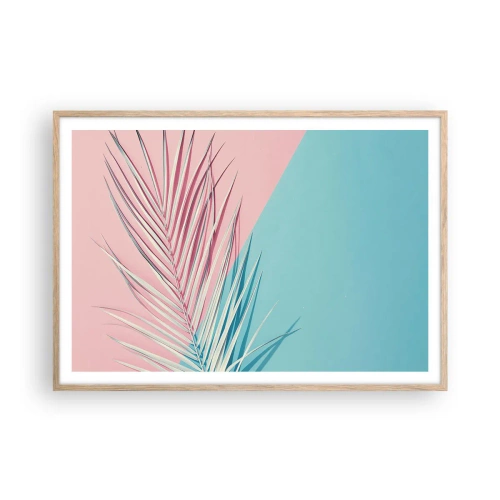 Póster en marco roble claro - Impresión tropical - 100x70 cm