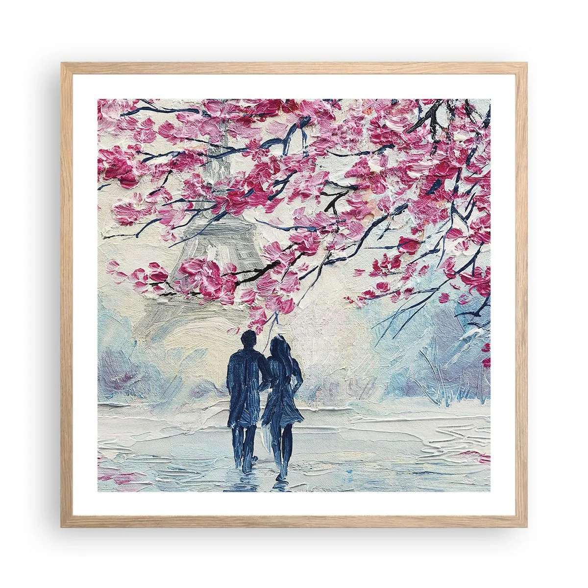 Póster en marco roble claro - Un paseo romántico - 60x60 cm