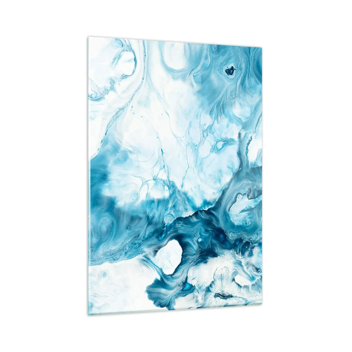 Cuadro sobre vidrio - Impresiones sobre Vidrio - Composición abstracta en tonos azules y blancos. - 50x70cm - Un concierto azul - Decoración de pared moderna para salón y dormitorio ARTTOR