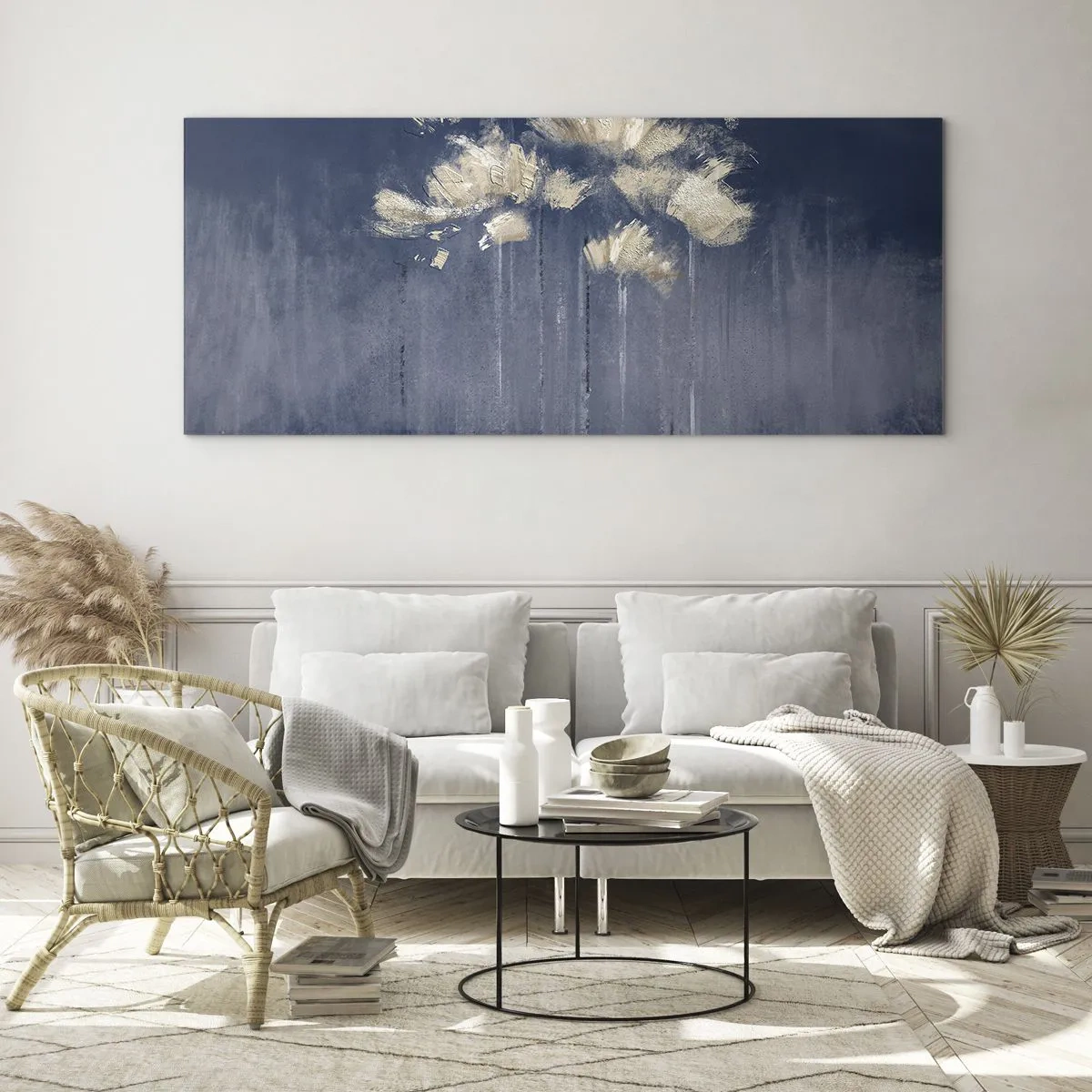 Cuadro sobre vidrio - Impresiones sobre Vidrio - Como pétalos al viento - 100x40 cm