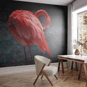 Fotomural Autadhesivo Deluxe Sticker - Un poema carmesí de la naturaleza - Flamenco, Pájaro, Naturaleza - 350x256 cm