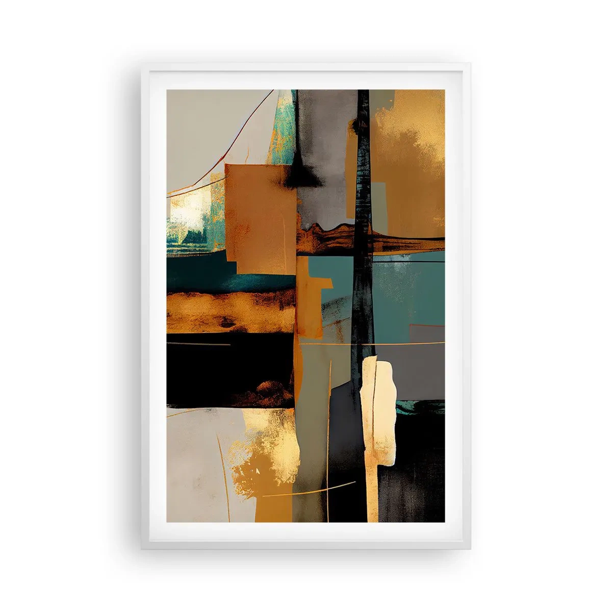 Póster en marco blanco - Abstracción: luces y sombras - 61x91 cm
