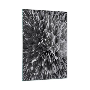 Cuadro sobre vidrio - Impresiones sobre Vidrio - Estructura 3D abstracta en blanco y negro con bordes afilados - 50x70cm - No puede ser más afilado - Decoración de pared moderna para salón y dormitorio ARTTOR