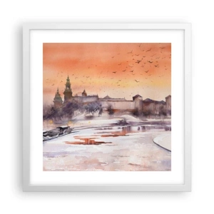 Póster en marco blanco - Atardecer real - 40x40 cm