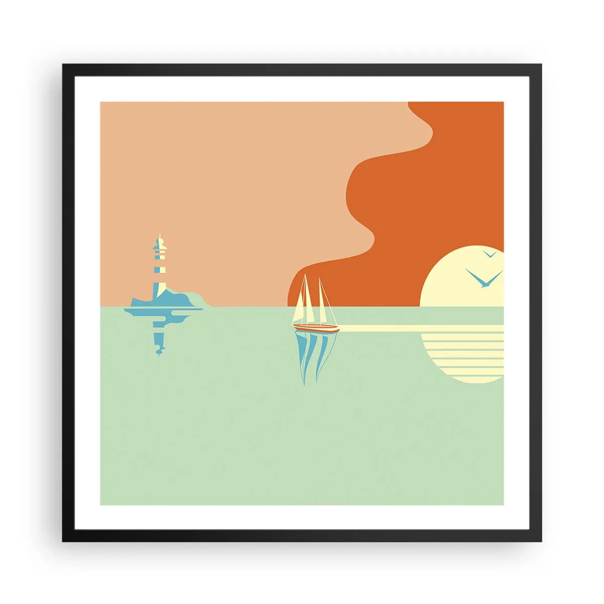 Póster en marco negro - Un paisaje marino perfecto - 60x60 cm