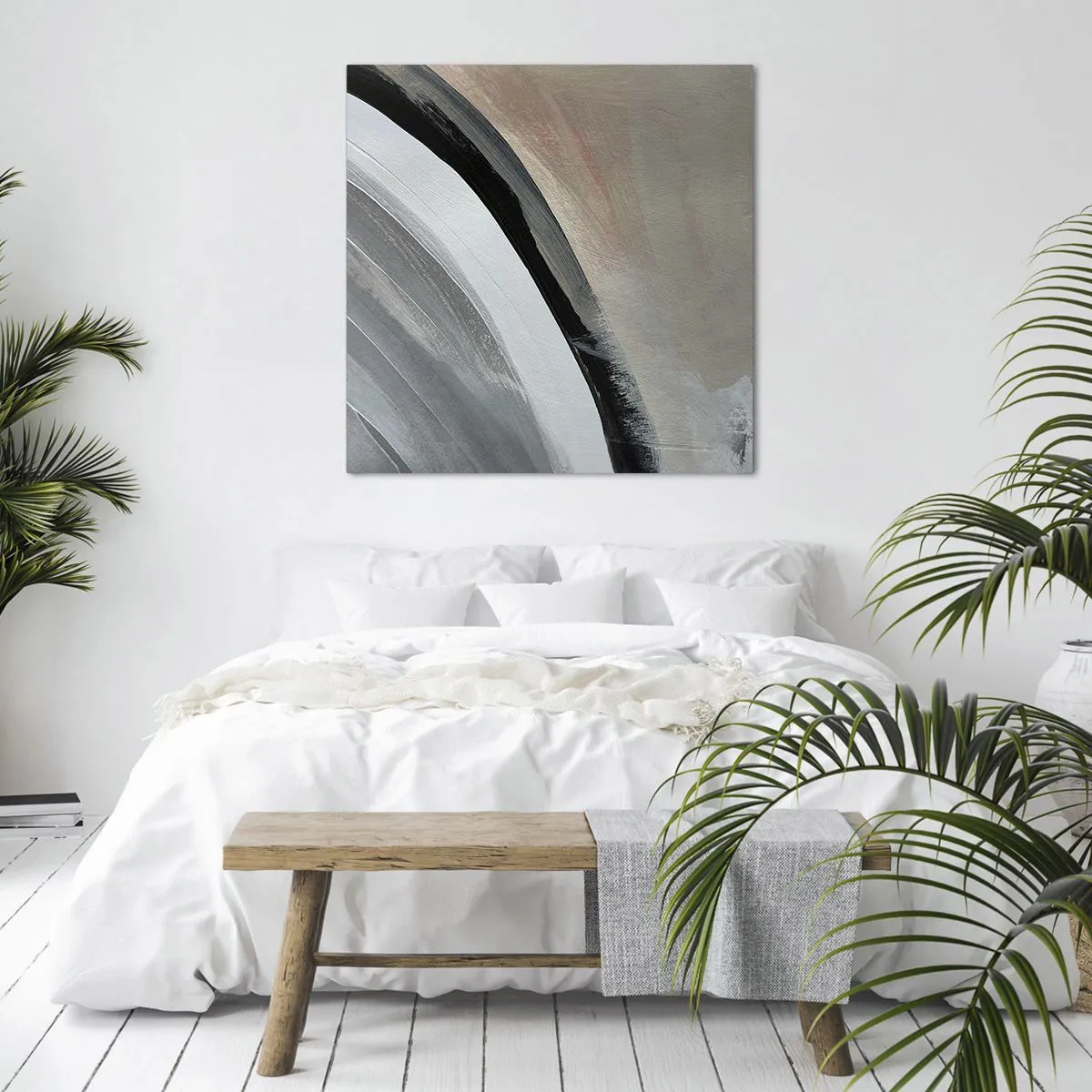 Cuadro sobre lienzo - Impresión de Imagen - Composición: un arco negro y gris - 70x70 cm