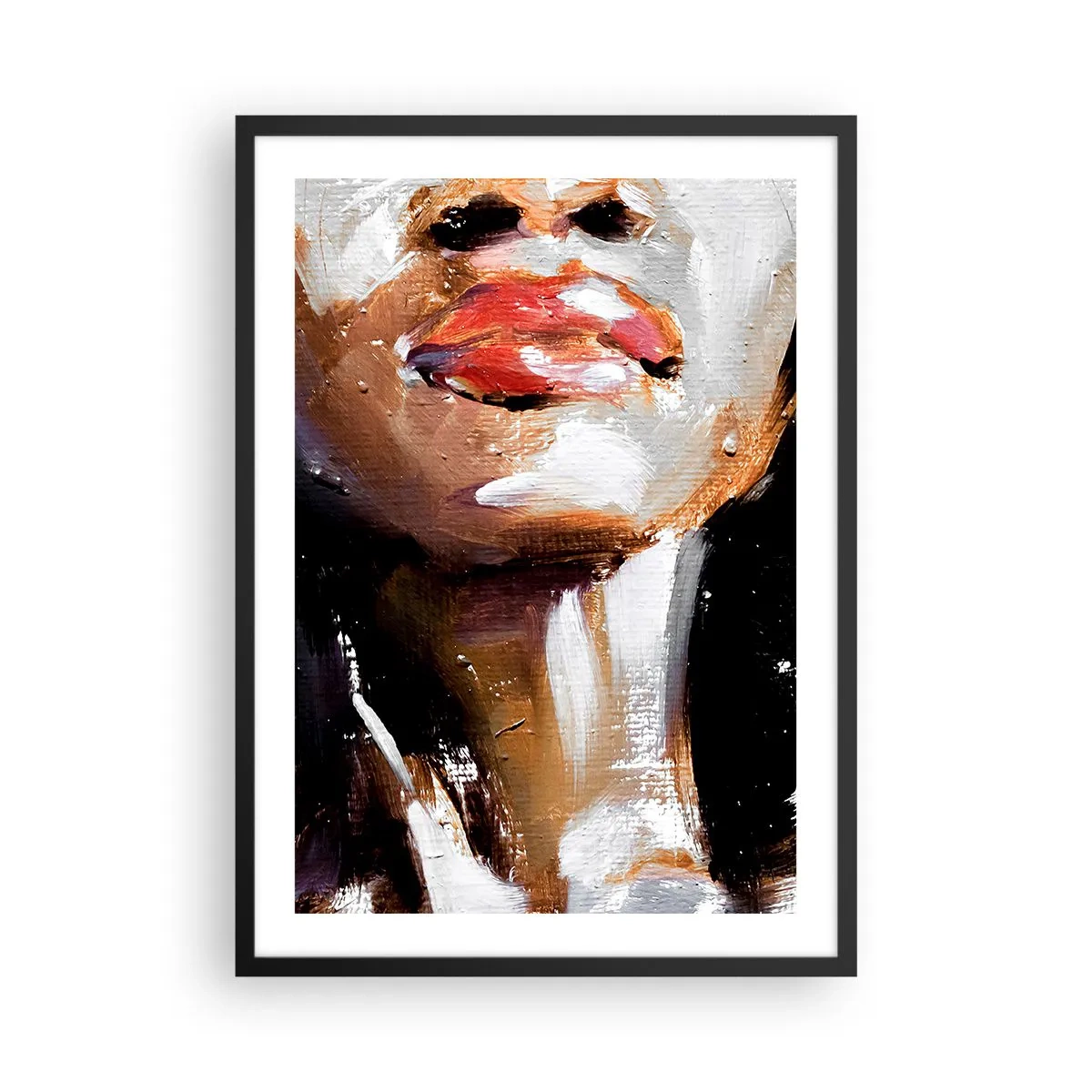Póster en marco negro - Retrato abstracto de una mujer con labios rojos. - 50x70cm - Orgullo sin prejuicios - Decoración de pared moderna para salón y dormitorio ARTTOR