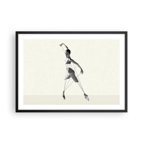 Póster en marco negro - Bailarina en interpretación geométrica con líneas. - 70x50cm - Títere de sí misma - Decoración de pared moderna para salón y dormitorio ARTTOR