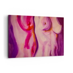 Cuadro sobre lienzo - Impresión de Imagen - Una interpretación abstracta de la silueta femenina en tonos rosas y morados. - 120x80cm - Una oda a la feminidad - Decoración de pared moderna para salón y dormitorio ARTTOR
