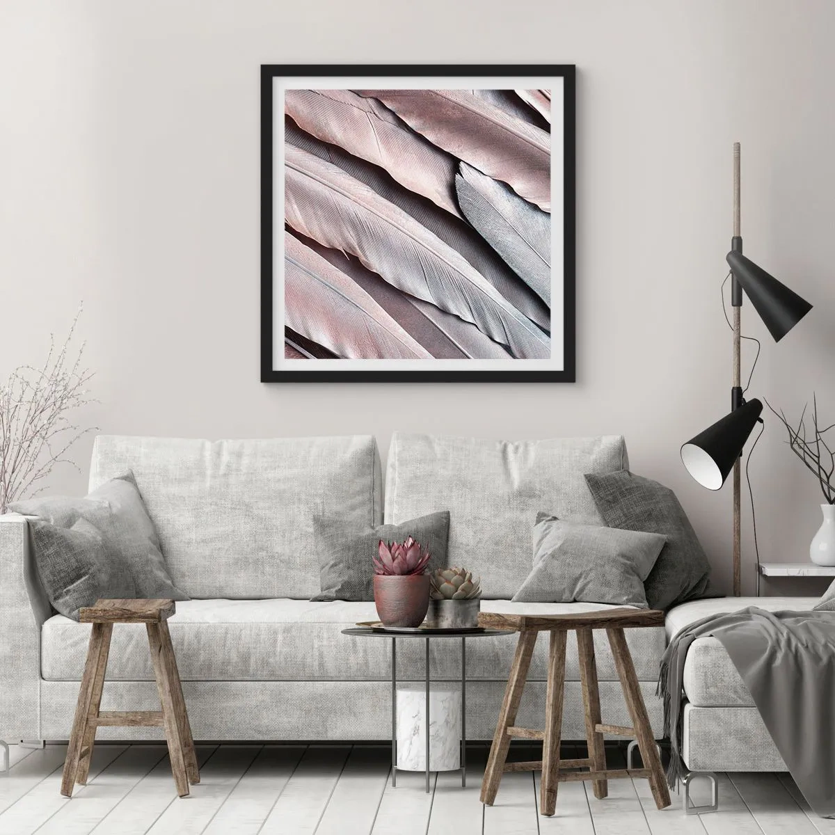 Póster en marco negro - En rosa plateado - 30x30 cm