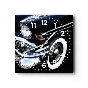 Reloj de pared - Reloj de vidrio - Clásicos en plata, negro y blanco - 40x40 cm