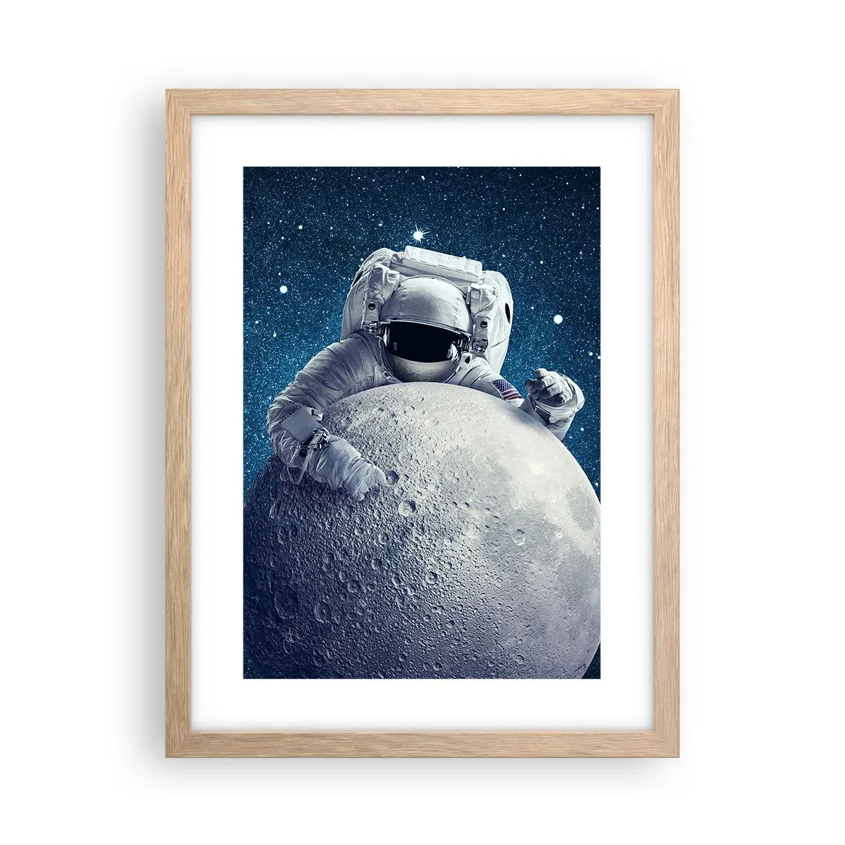 Póster en marco roble claro - Bromista espacial - 30x40 cm