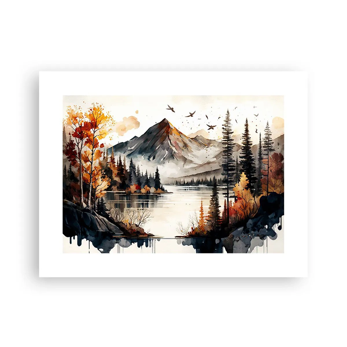 Póster - Otoño dorado en las montañas - 40x30 cm