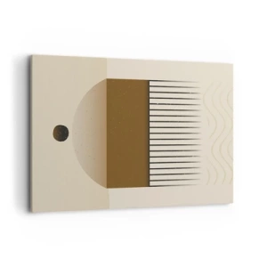 Cuadro sobre lienzo - Impresión de Imagen - Composición geométrica abstracta en tonos beige y marrón. - 120x80cm - Varios estados - Decoración de pared moderna para salón y dormitorio ARTTOR