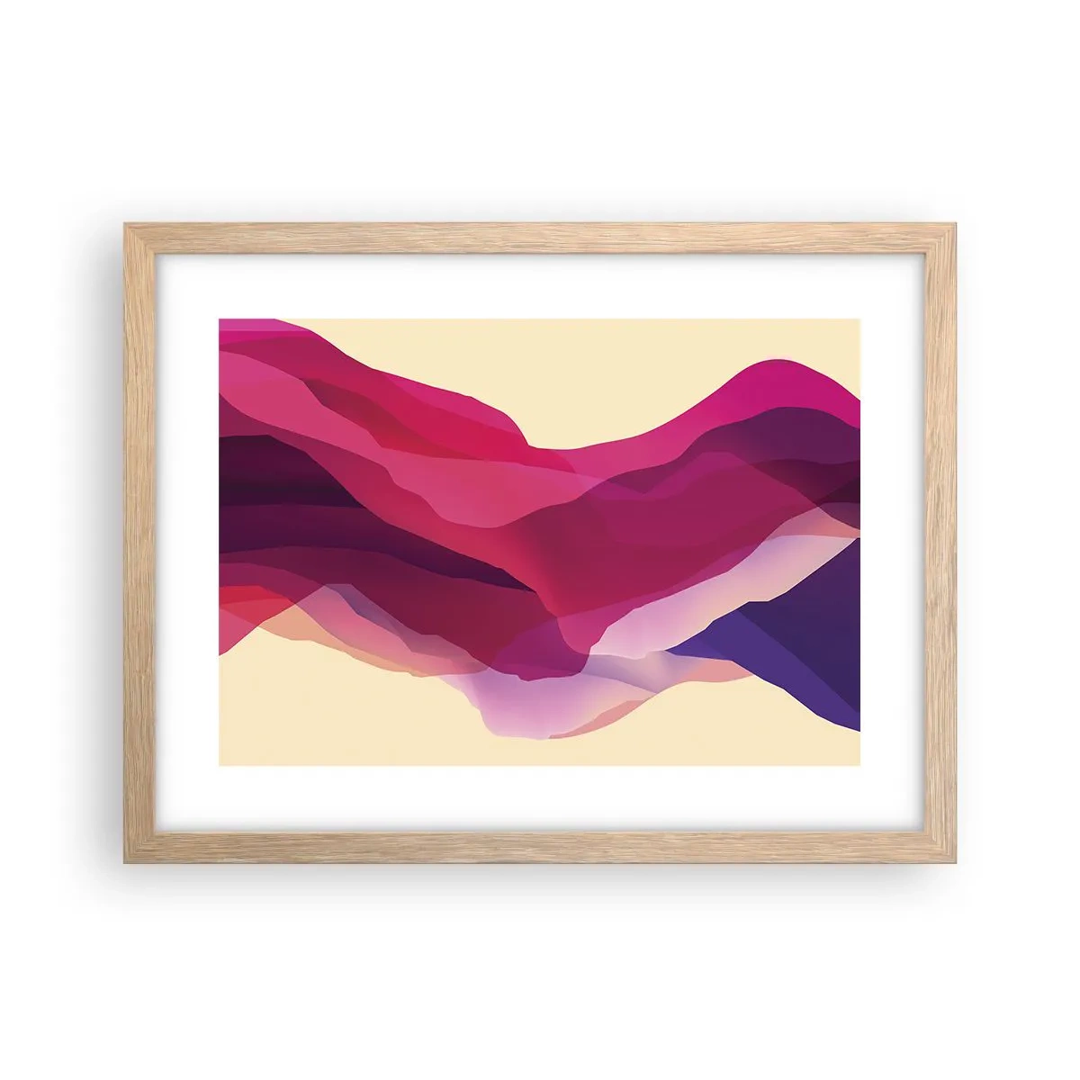 Póster en marco roble claro - Ondas púrpuras - 40x30 cm